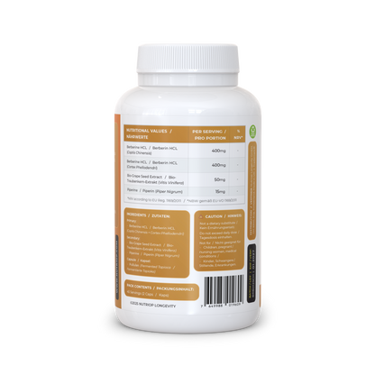 Nutriop® Bio-Enhanced Berberine HCL 865mg - Dual-Source Metabolic AMPK Activator (90 Capsules)